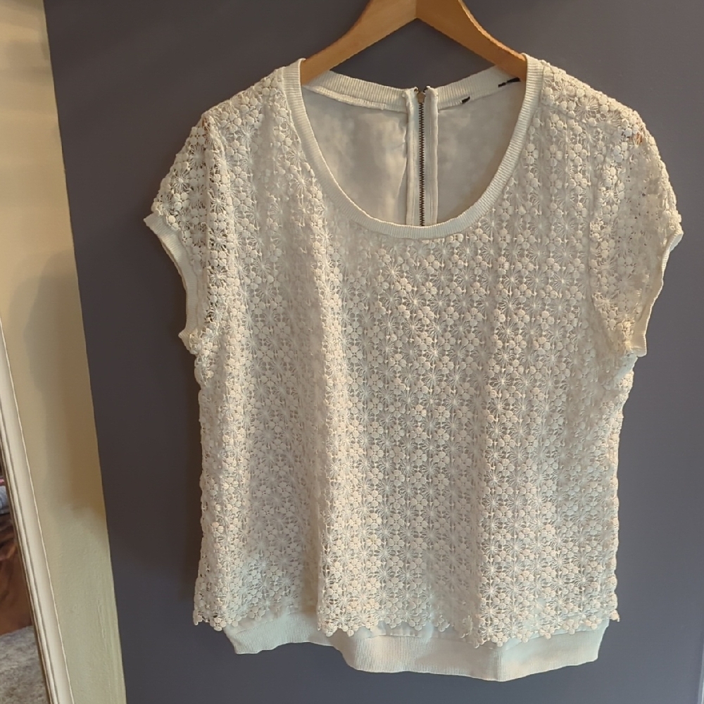 White Embellished Cap Sleeve Boxy Blouse